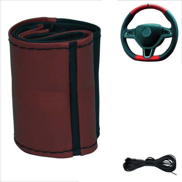 XLBG6 Xkeribom Leder Lenkradbezug zum Schnüren 37-38cm 6 Teilig Design12 Uhr Markierung mit Farbauswahl + STAFFELPREISE